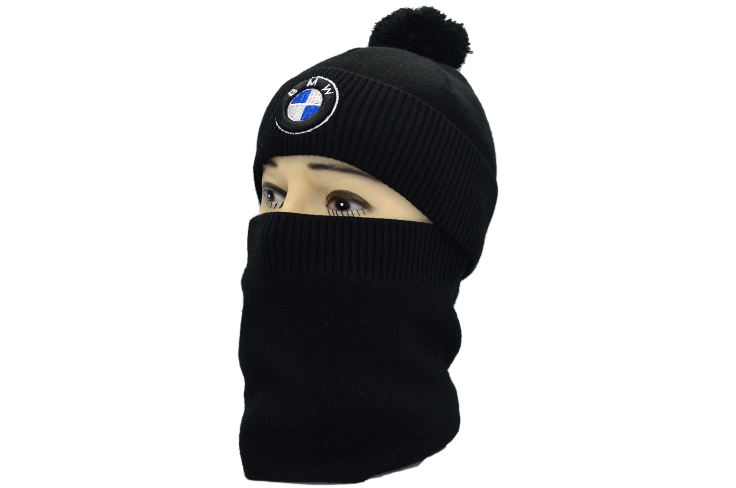 

Комплект Flexfit шапка з помпоном и снуд BMW 55-59 см чёрный (F-0918-637)