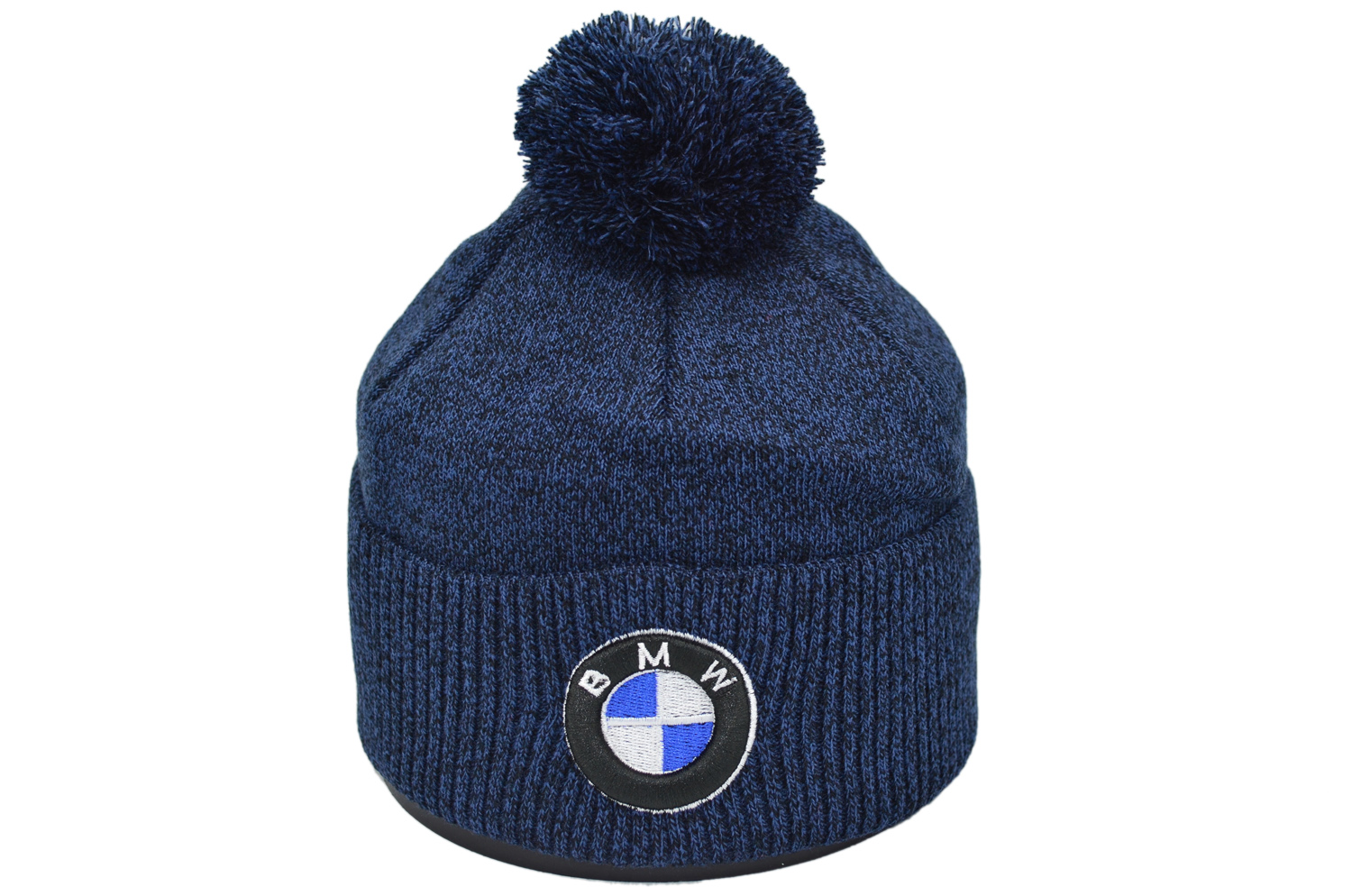 

Шапка з помпоном Flexfit BMW 55-59 см синий меланж (F-0918-616)