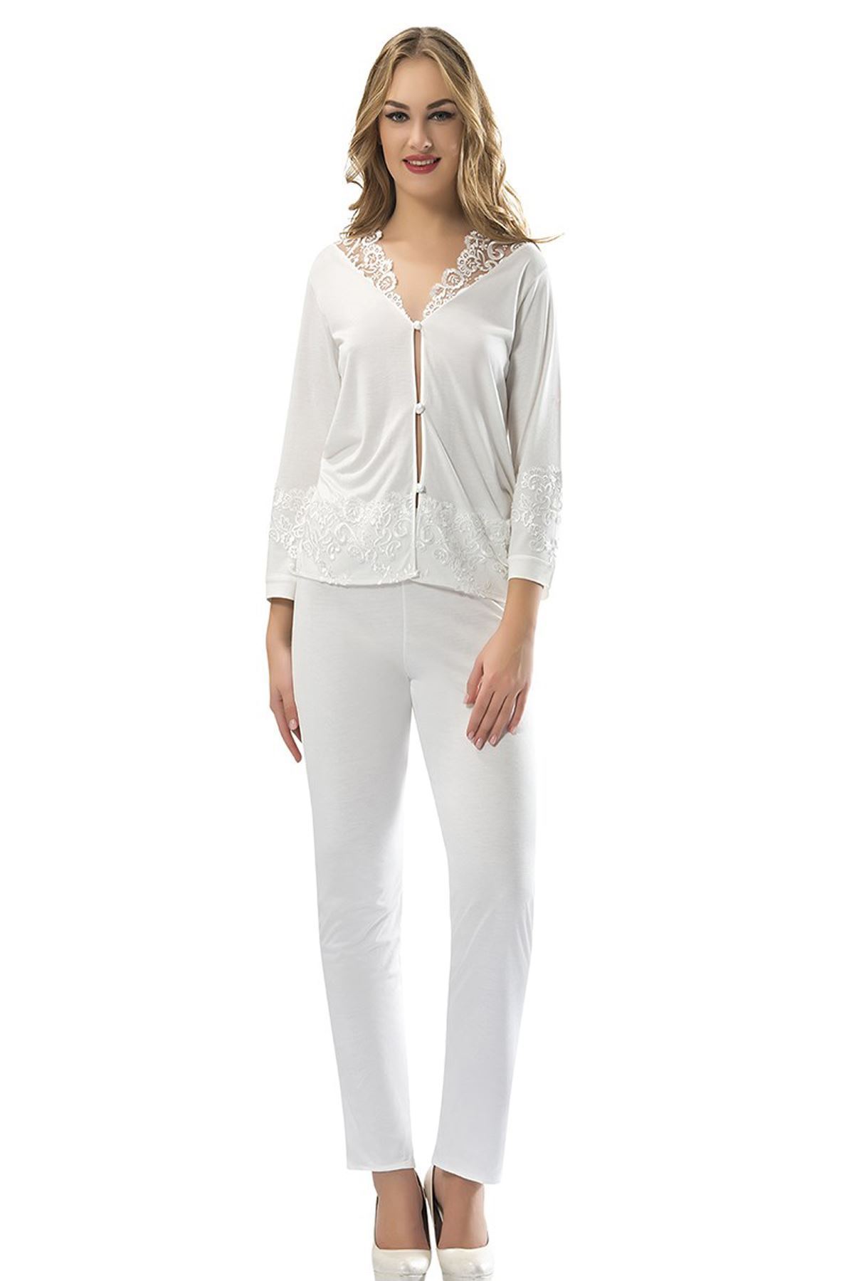 

Жіноча піжама з мереживними вставками та довгим рукавом Sistina 1576 Біла, Жіноча піжама з мереживними вставками та довгим рукавом Sistina 1576 Біла S