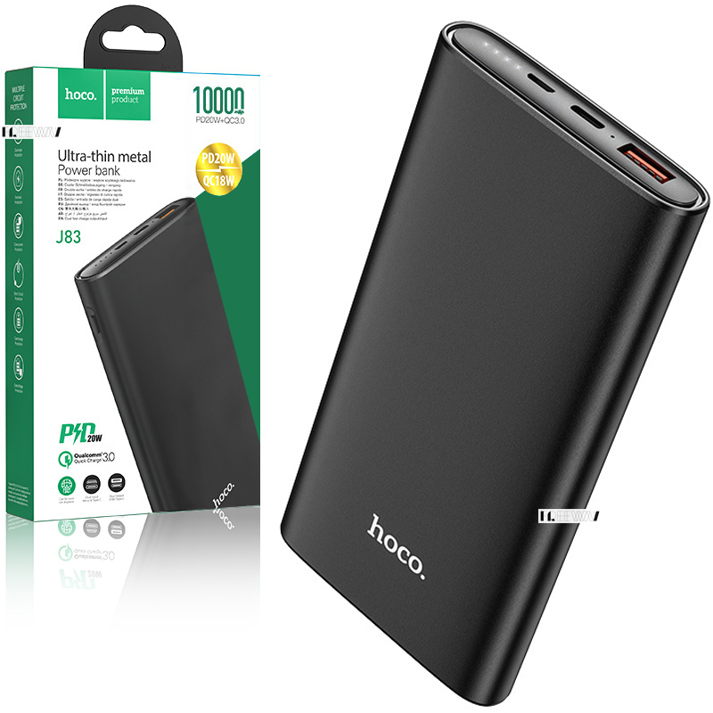 

Повербанк Power Bank внешний аккумулятор портативная зарядка для телефона, смартфона, ноутбука, планшета Hoco 10000mAh PD20W+QC3.0 Черный (J83)