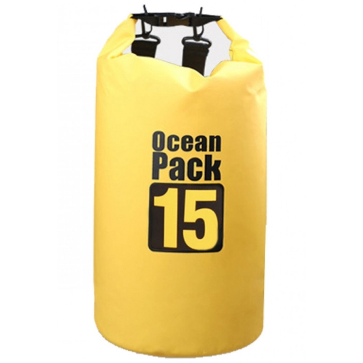 

Гермомешок с плечевым ремнем Ocean Pack 15 литров PVC, водонепроницаемый, желтый