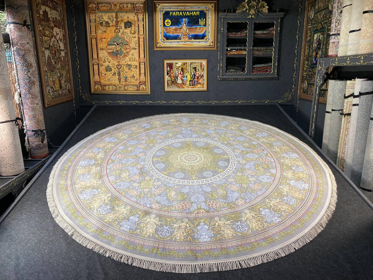 

Ковер Faravahar Versace 200х200 см Серый с оливковым (S-0945)