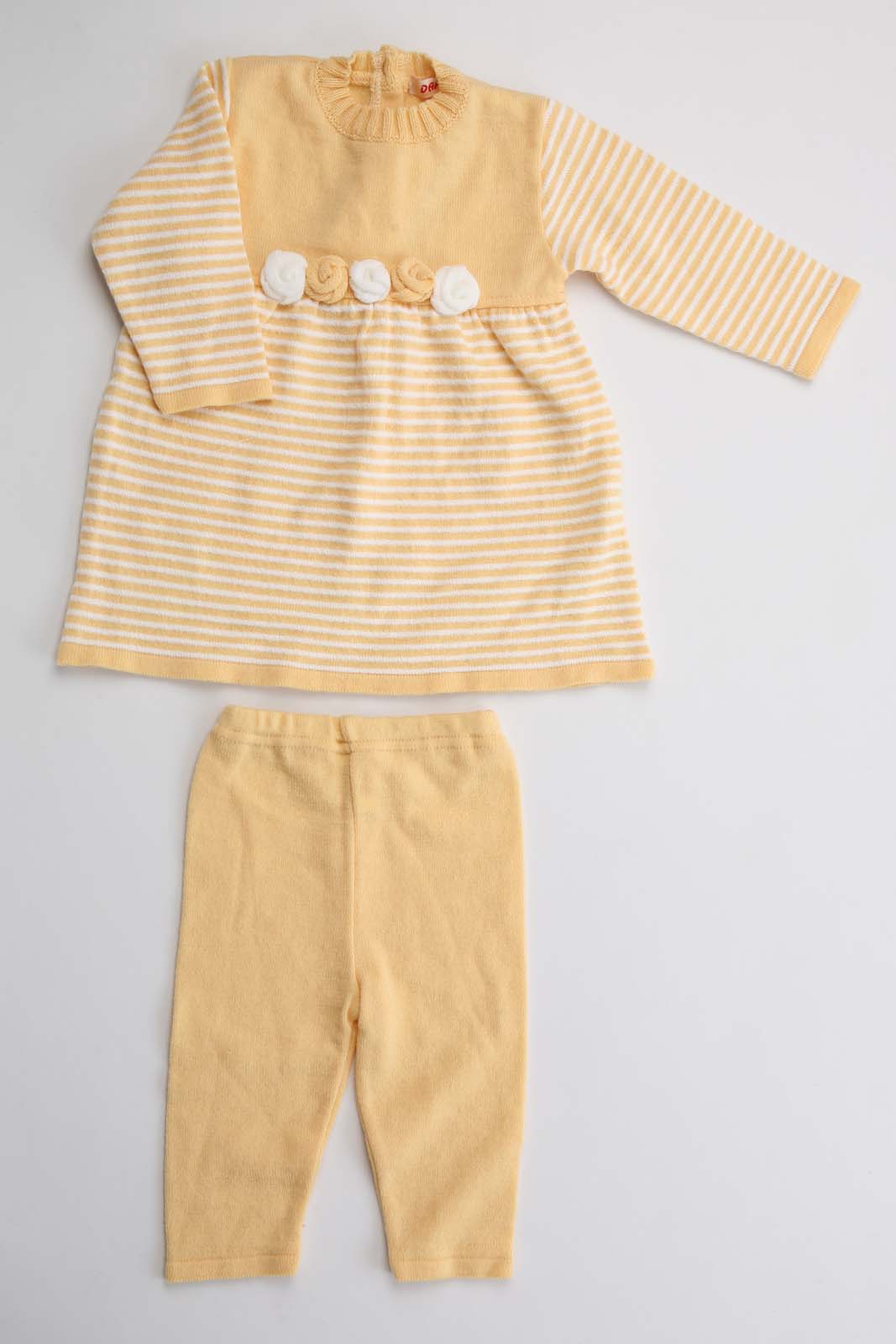 

Теплый комплект для девочки платье штанишки Дайс 07222227 р44 68см желтый 20387