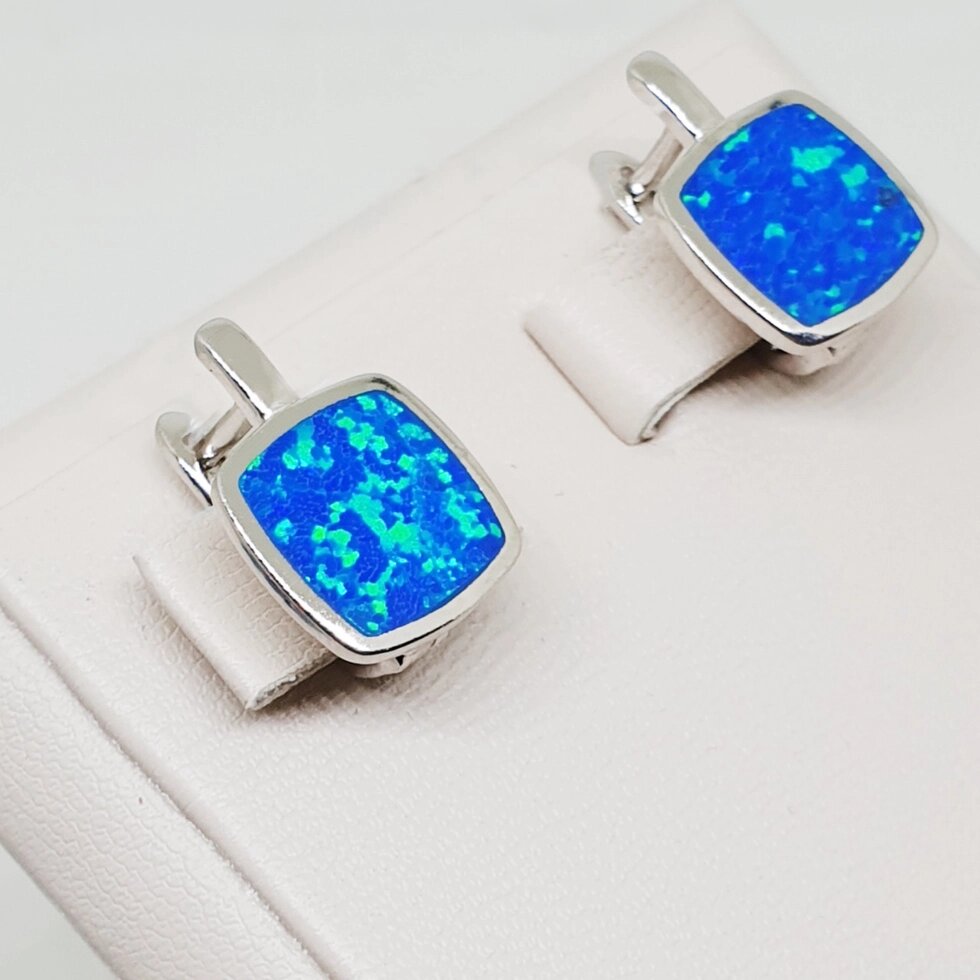 

Сережки серебряные с голубым опалом 4,35 г