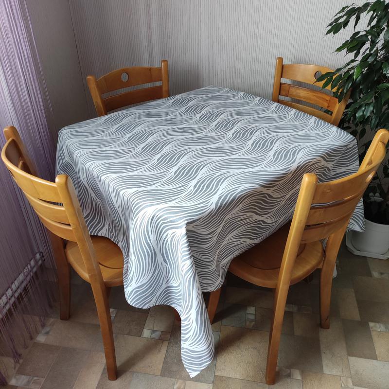 

Скатерть с тефлоновым покрытием MacroHorizon Волна Серый, Овал 140*220 см