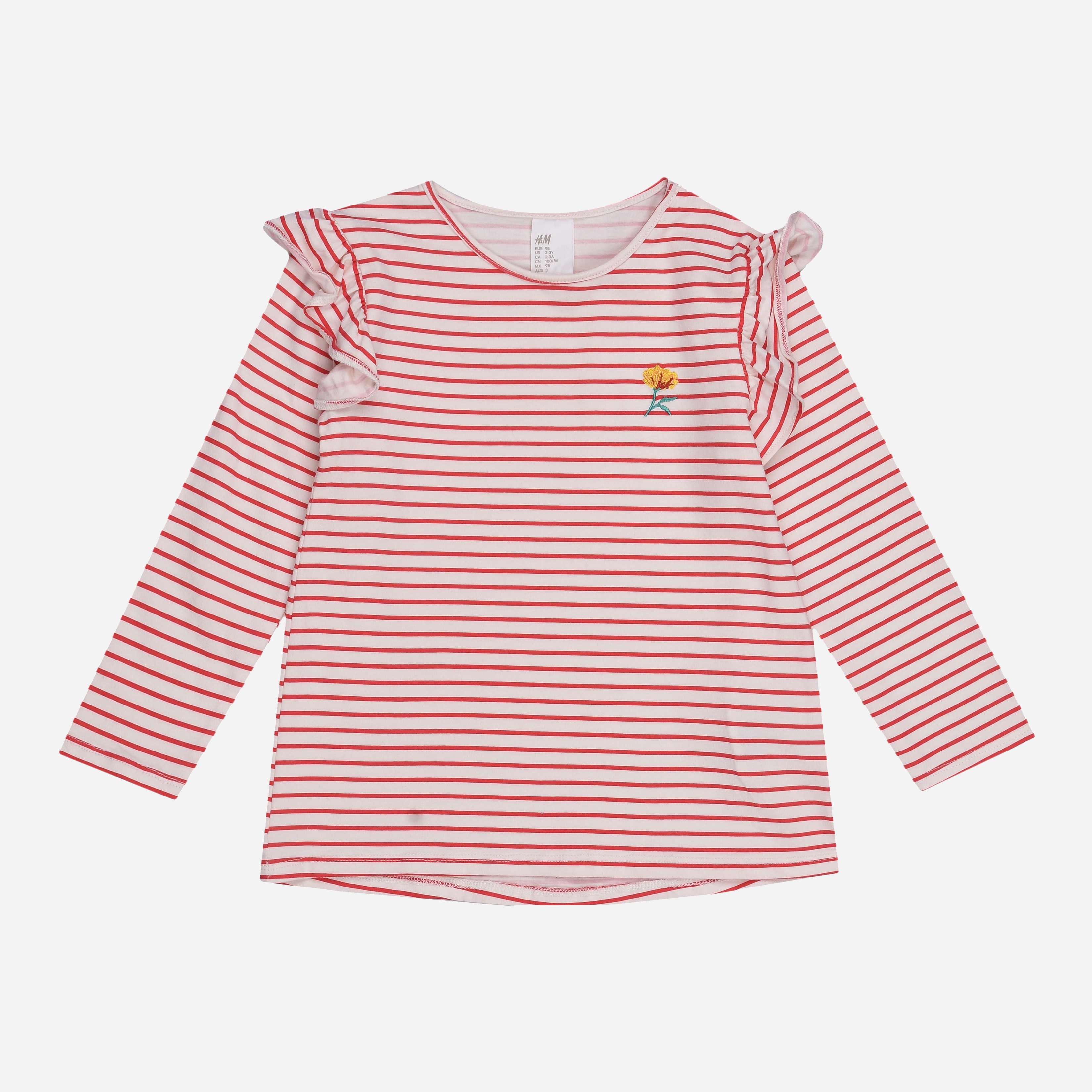 

Футболка с длинными рукавами H&M 6446788 74 см Белая с красным