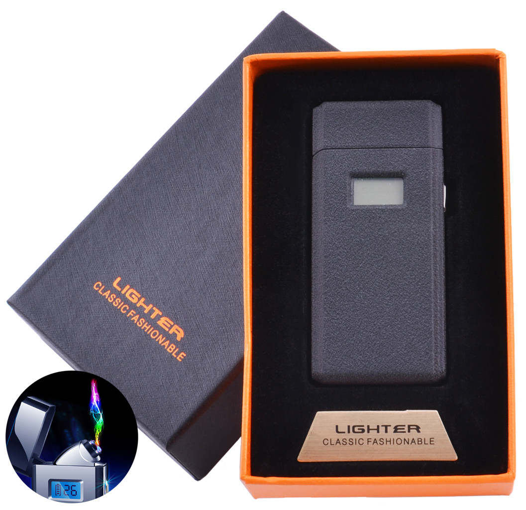 

Электроимпульсная зажигалка в подарочной коробке Lighter (USB) №5005 Black (Матовая)