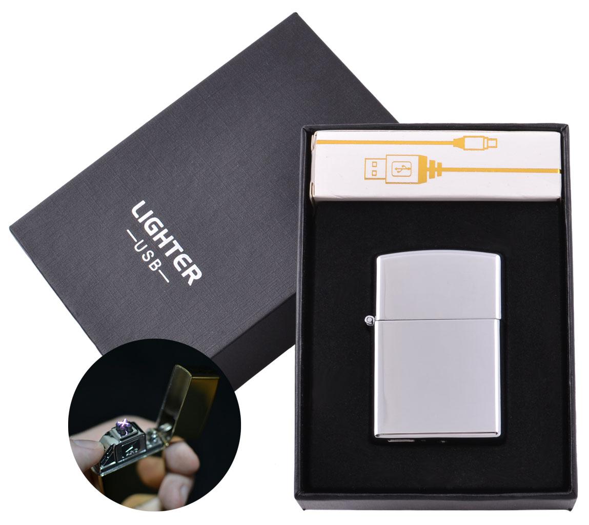 

Электроимпульсная зажигалка в подарочной упаковке Lighter (Двойная молния, USB) №HL-6 Silver