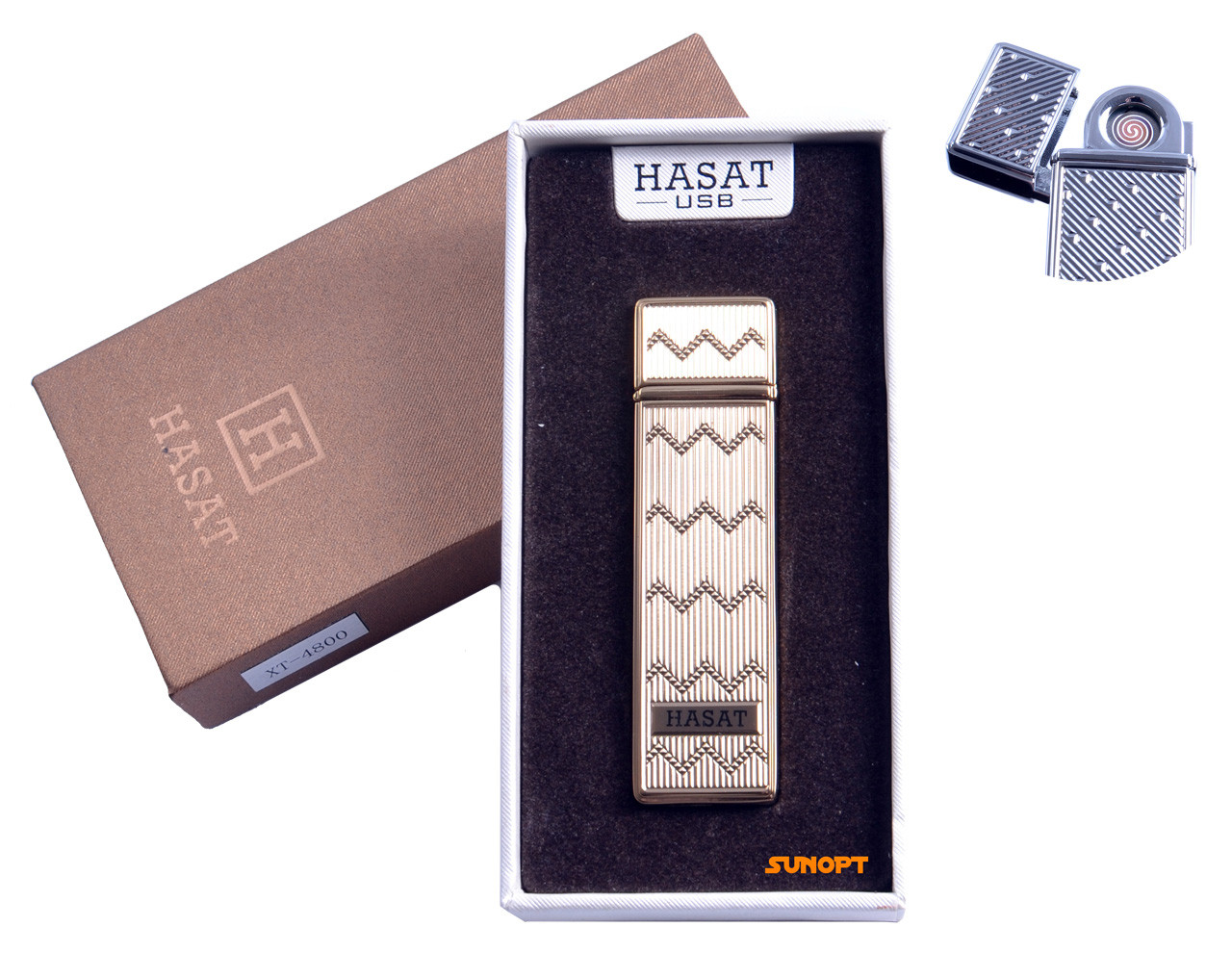 

USB зажигалка в подарочной упаковке "Hasat" (Двухсторонняя спираль накаливания) №4800-3