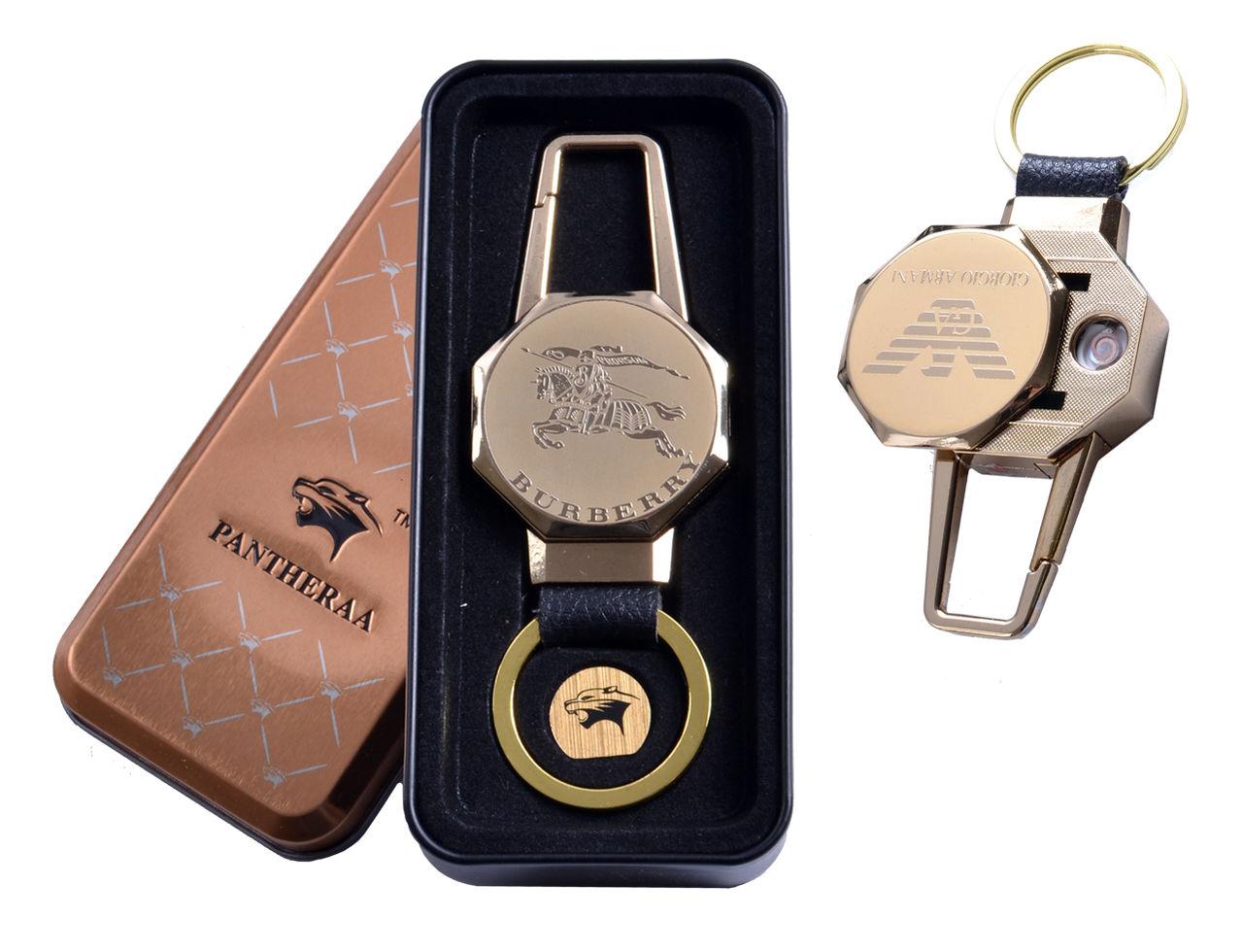 

USB зажигалка в подарочной металлической коробке (брелок + фонарик) №4687B-2