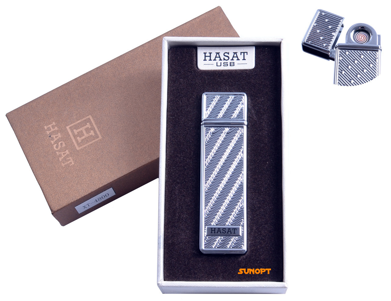 

USB зажигалка в подарочной упаковке "Hasat" (Двухсторонняя спираль накаливания) №4800-10