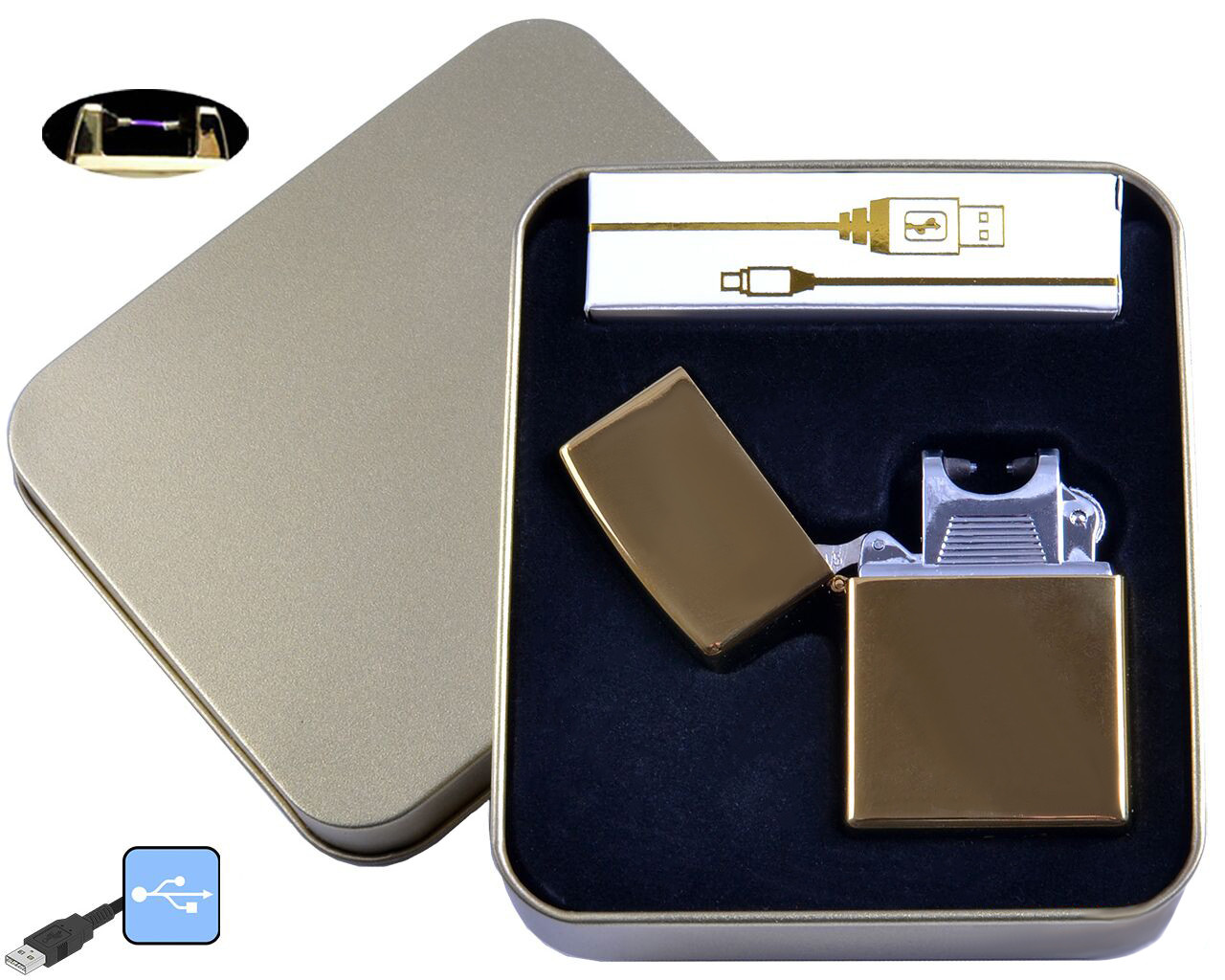 

Электроимпульсная зажигалка в металлической упаковке JIN LUN (USB) №4839-1