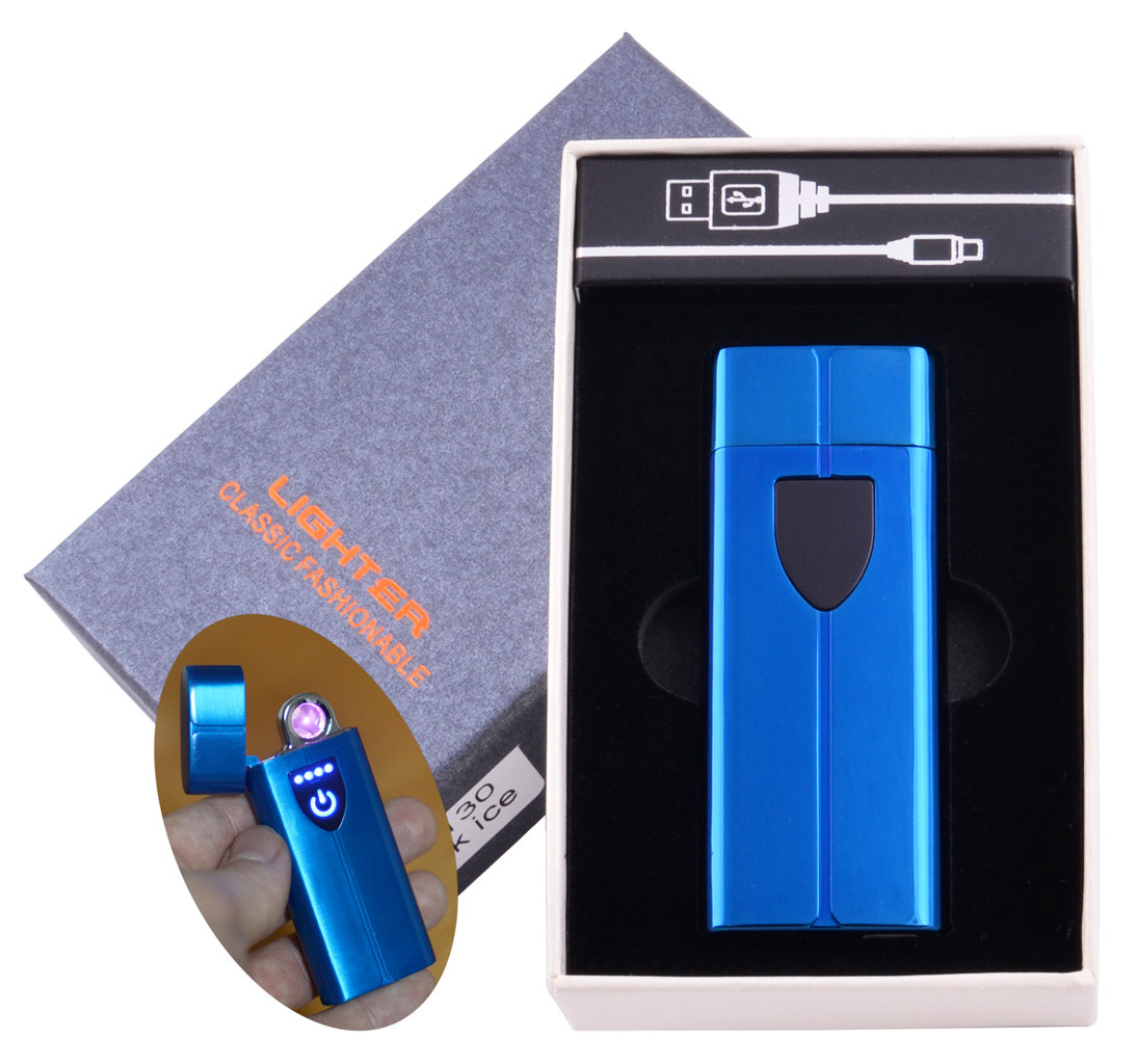 

Электроимпульсная зажигалка в подарочной коробке LIGHTER (USB) №HL-130 Blue