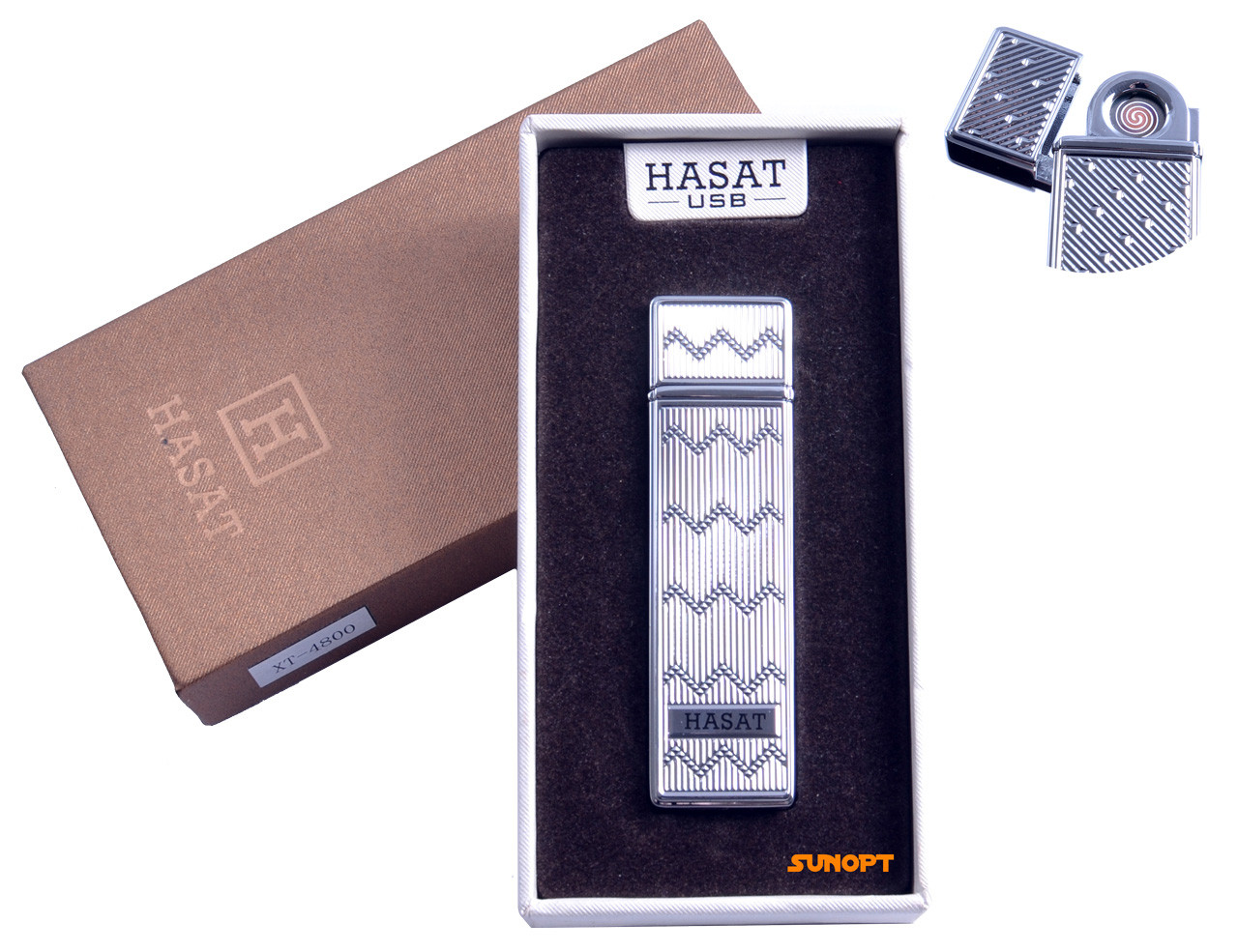 

USB зажигалка в подарочной упаковке "Hasat" (Двухсторонняя спираль накаливания) №4800-2