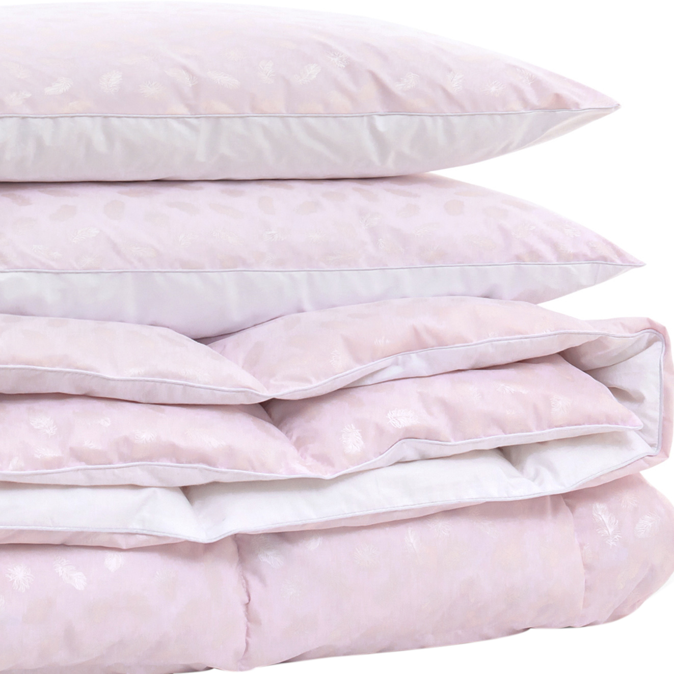 

Набор пуховый MirSon №2131 Bio-Pink Зима 70% пух одеяло 220х240 + подушки 50х70 2 шт мягкие