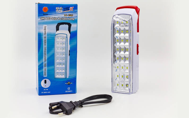 

Фонарь аккум. светодиодный переносной LL-2015 /2 (24led, солн. бат., аккум., р-р 19,5х6см, белый-красный)