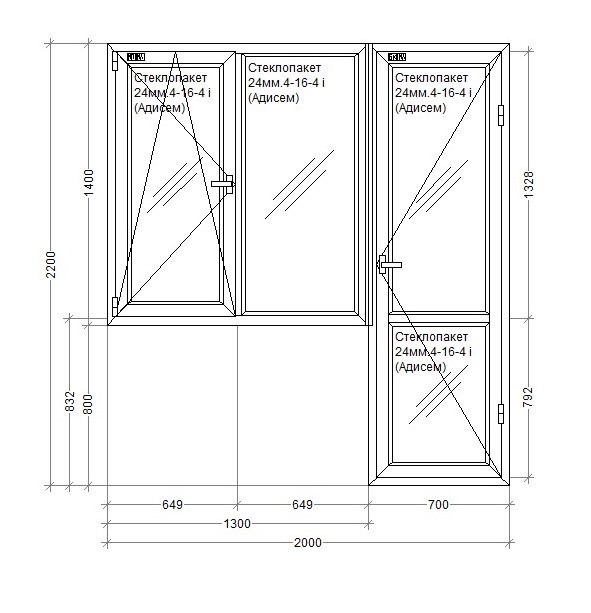 

Балконный блок металлопластиковый Koning 70 mm 2-створчатое поворотно-откидное, поворотное, фурнитура Vorne, 2000х2200 мм. Белый