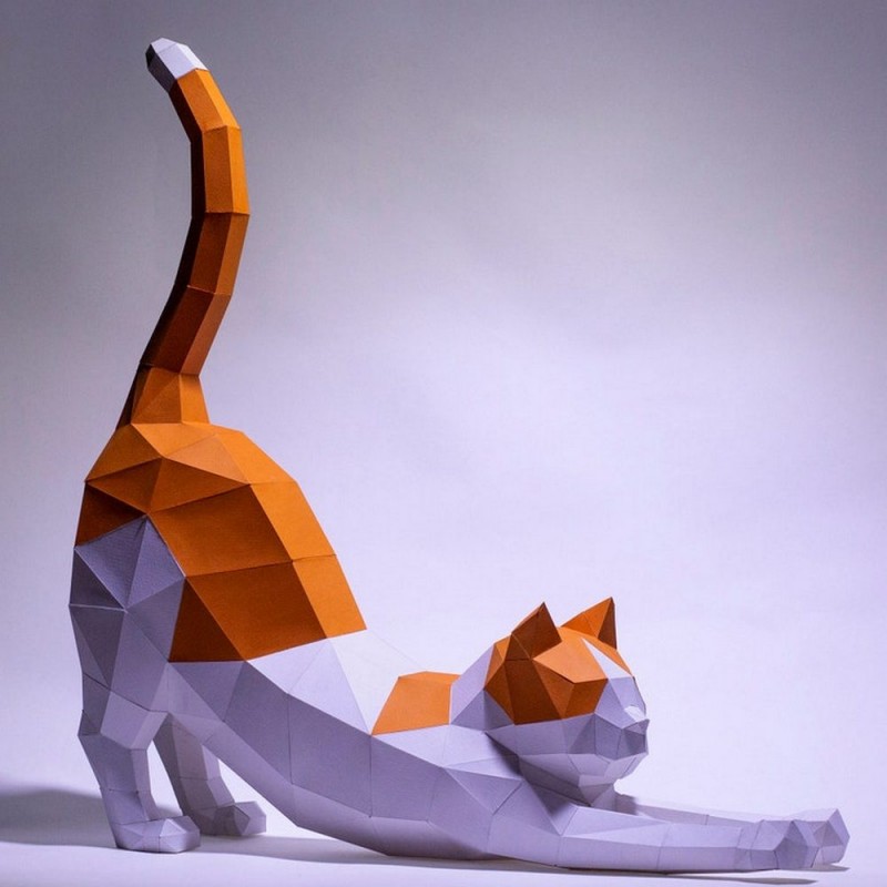 

Паперкрафт бумажная модель Кот-Выше хвост Papercraft
