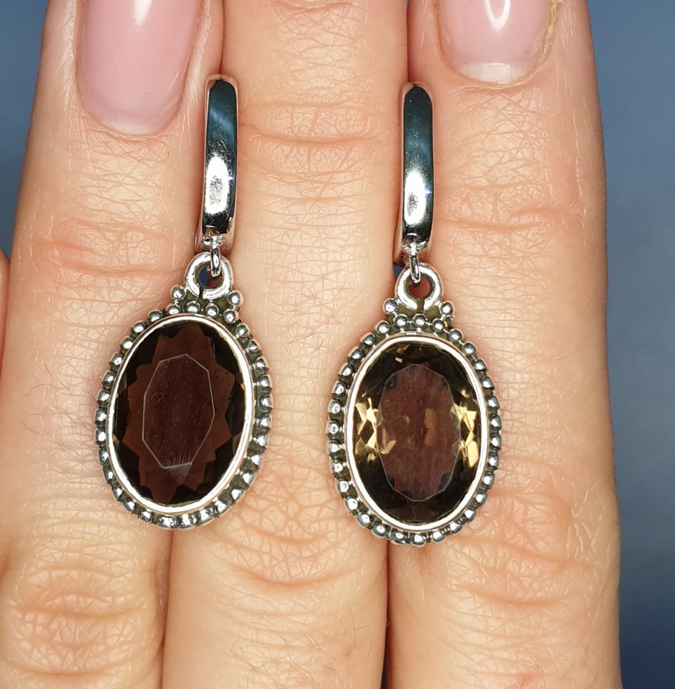 

Сережки серебряные с раухтопазом 11,23 г