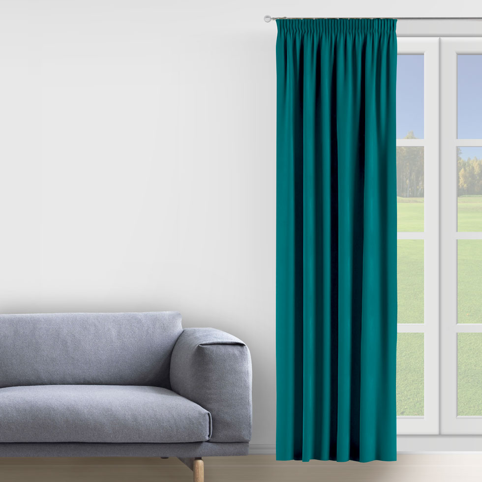 

Штора Decorator 250х275 темно-бирюзовый микровелюр на тесьме D065