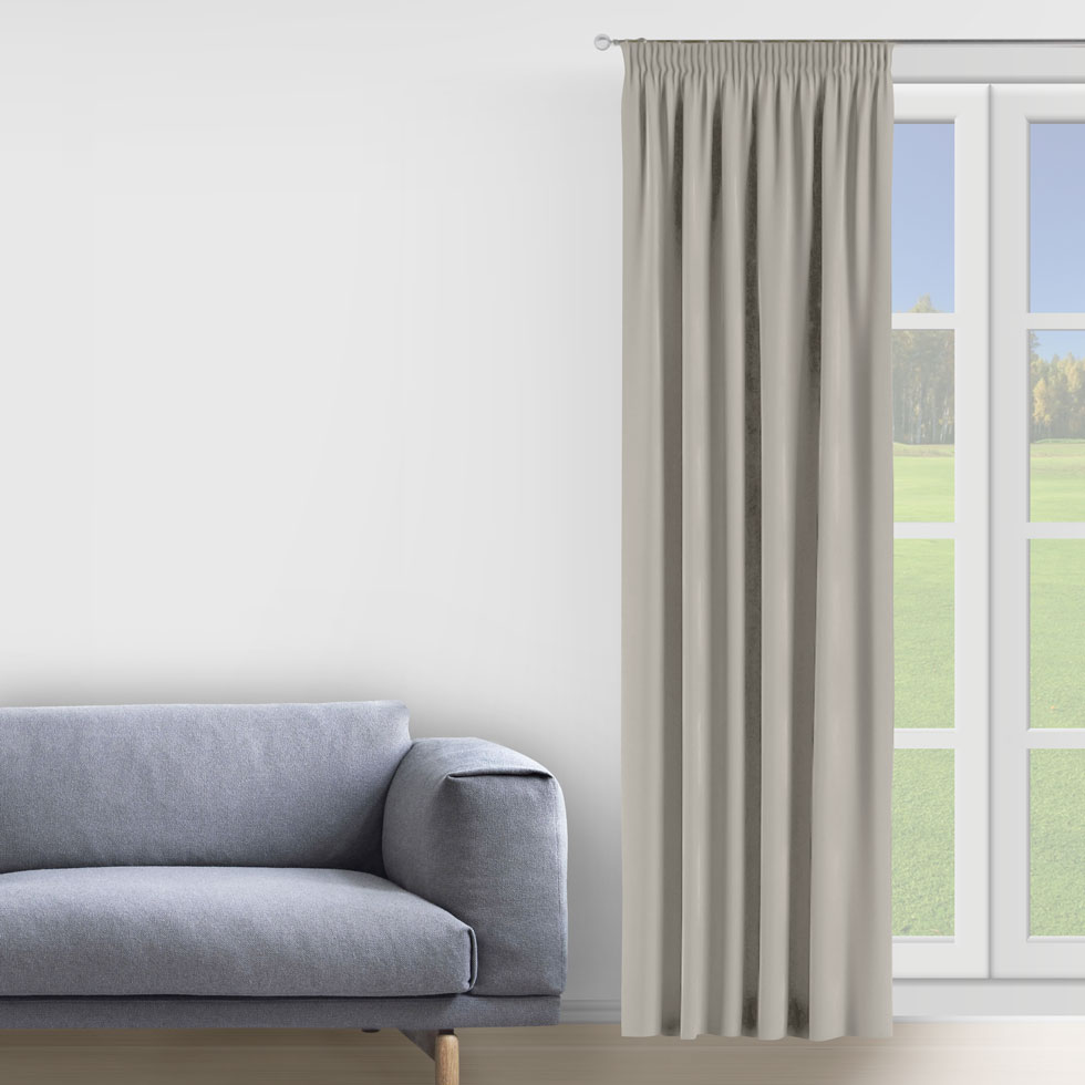 

Штора Decorator 150х275 серо-голубой микровелюр на тесьме D020