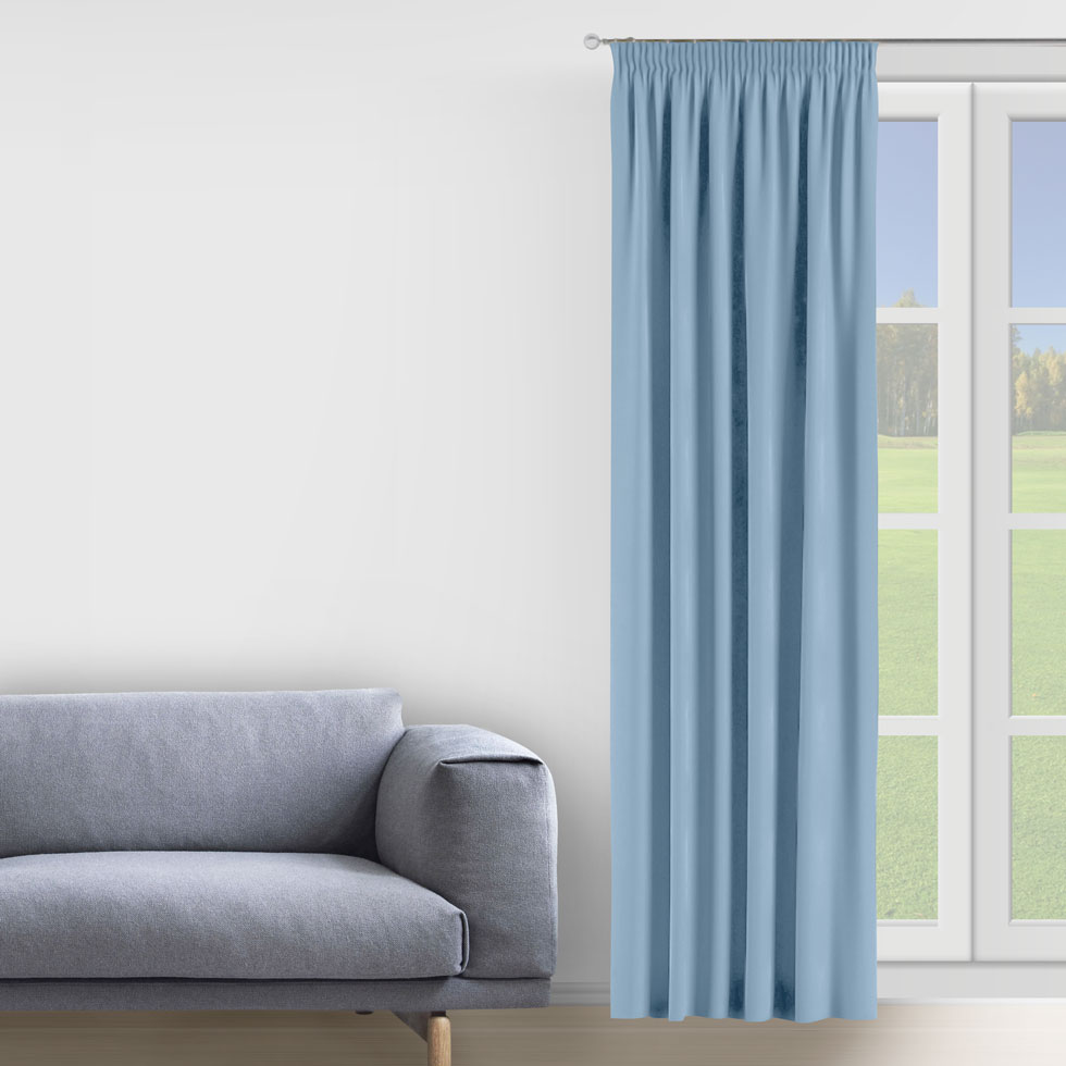 

Комплект штор Decorator 2 шт 150х275 голубой микровелюр на тесьме D057