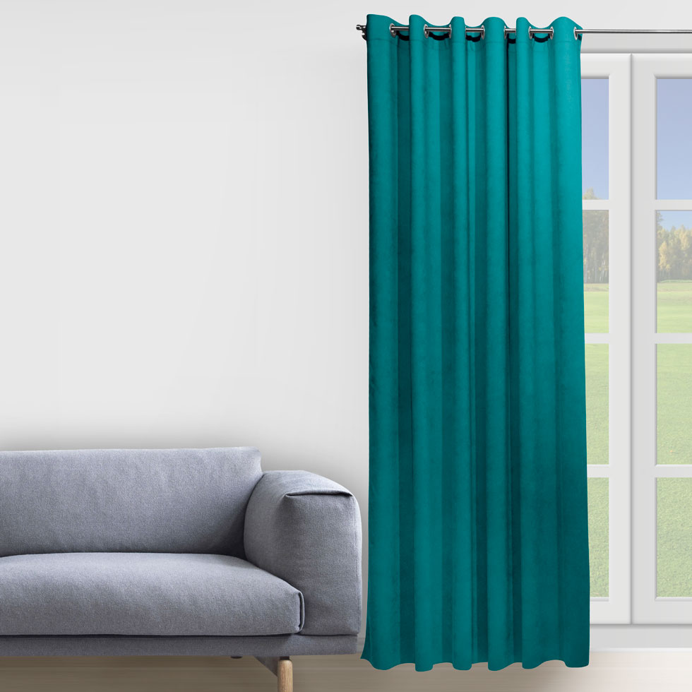 

Штора Decorator 150х258 темно-бирюзовый микровелюр на люверсах D065