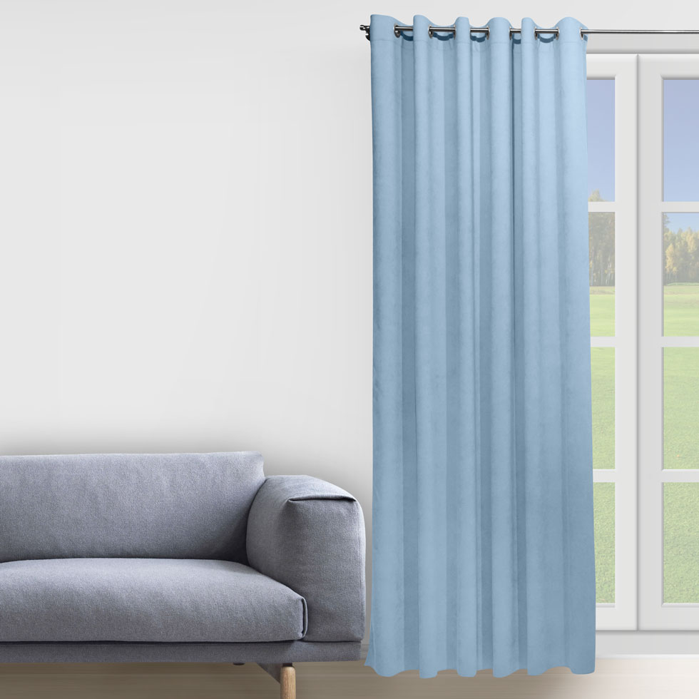 

Комплект штор Decorator 2 шт 250х258 голубой микровелюр на люверсах D057