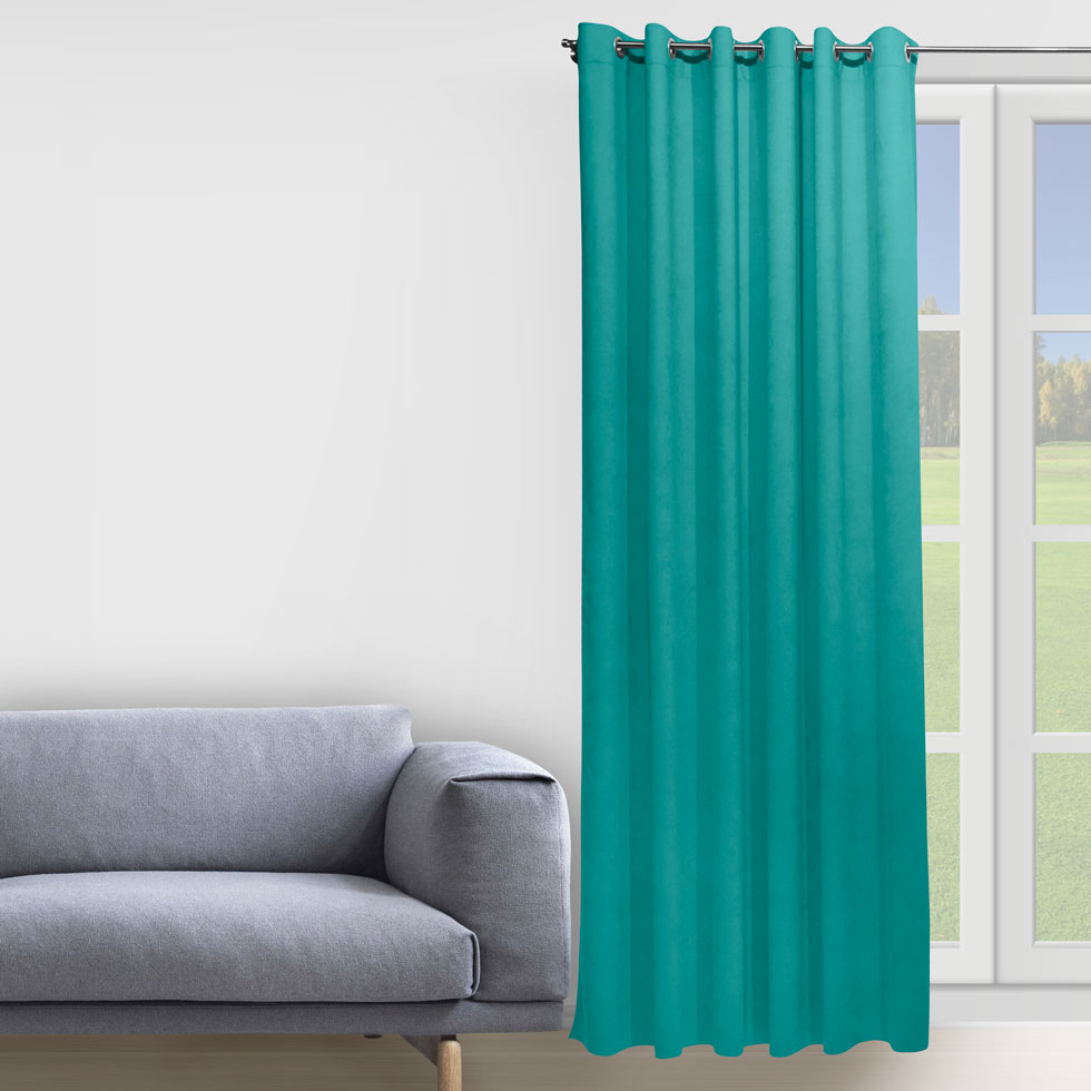 

Комплект штор Decorator 2 шт 250х258 бирюзовый микровелюр на люверсах D017