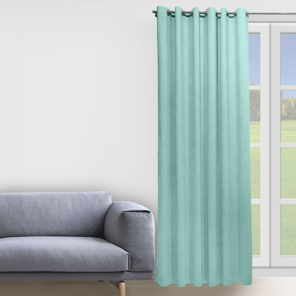 

Комплект штор Decorator 2 шт 150х258 светло-голубой микровелюр на люверсах D058