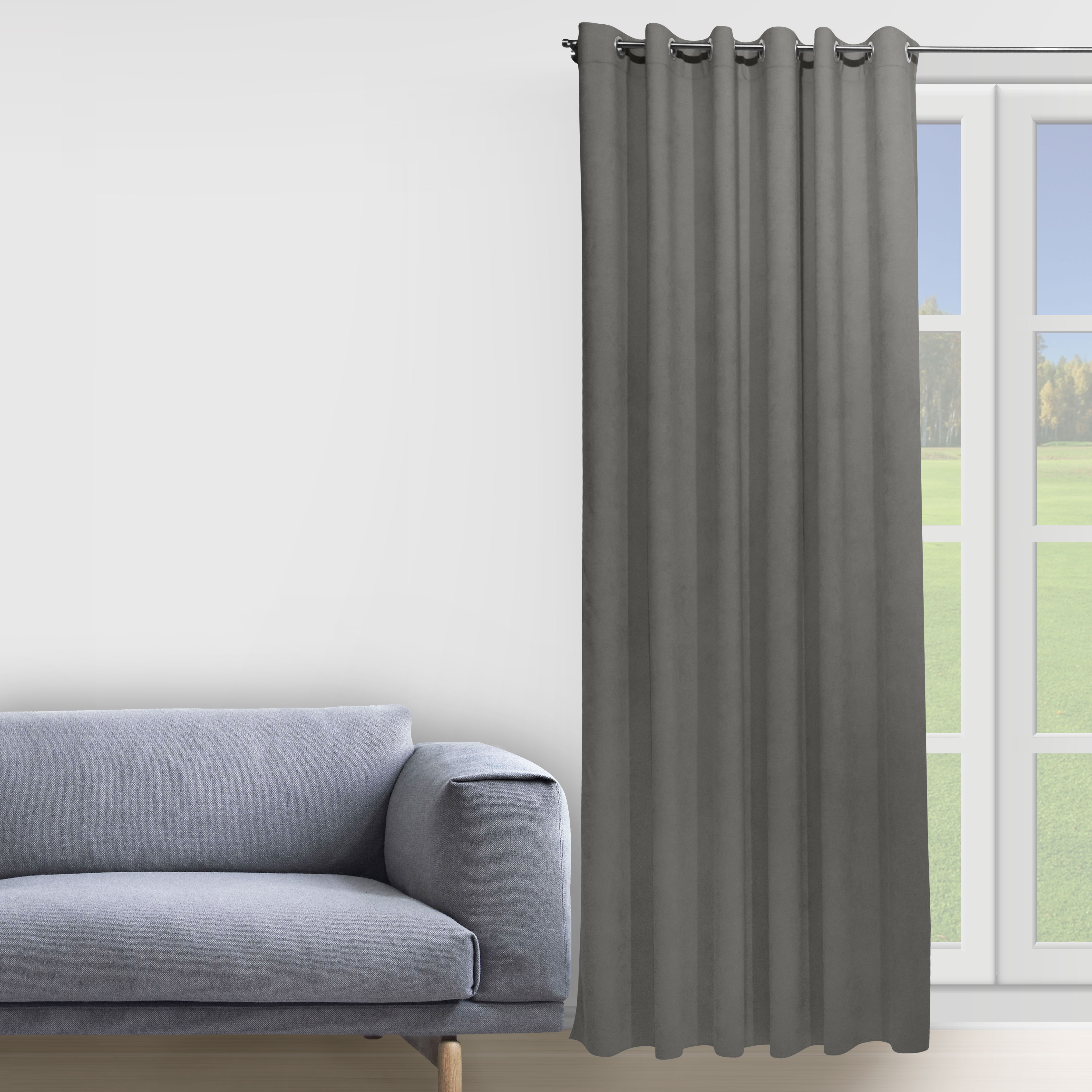 

Комплект штор Decorator 2 шт 150х258 серый микровелюр на люверсах D023