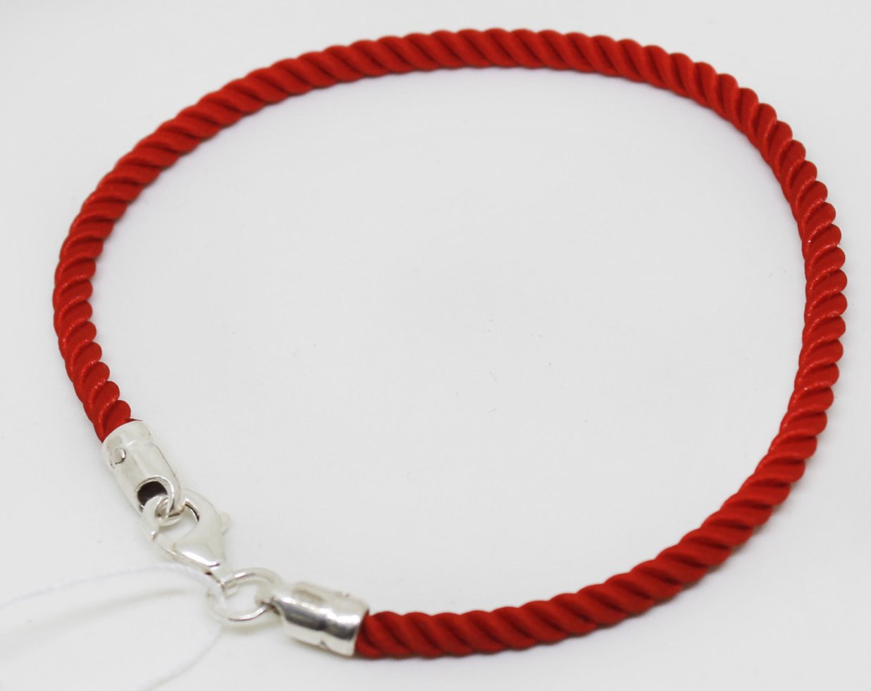 

Браслет шелковый красная нить с серебряной застежкой Милан 19.5, 1.14