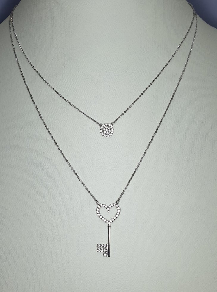 

Колье серебряное с фианитом "Ключик" 3,5 г