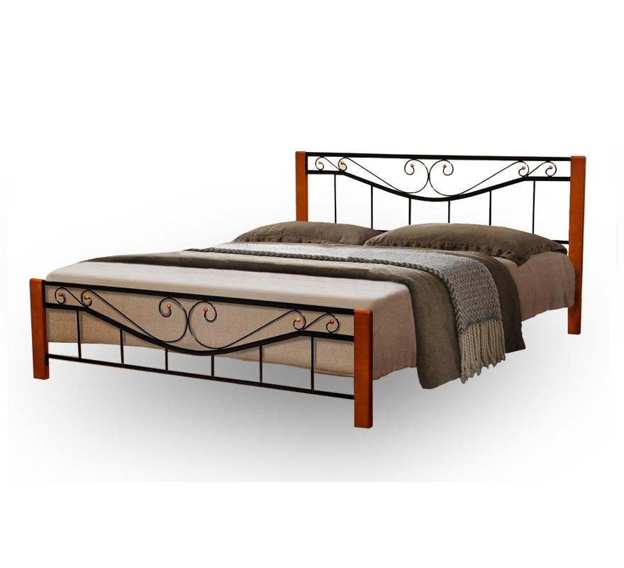 

Кровать двуспальная металл+дерево 160х200 Миллениум Вуд 2080х1680х850 мм Mix Mebli цвет Черный