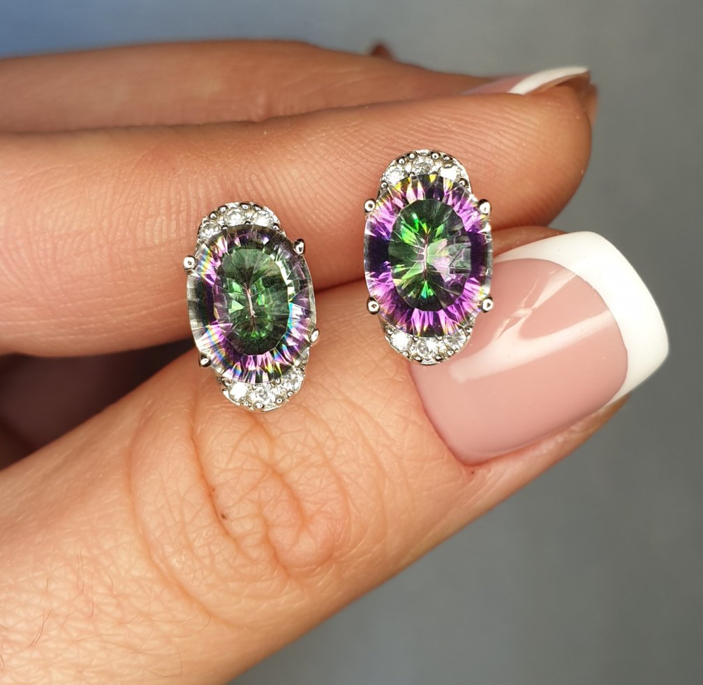 

Серьги серебряные с мистик топазом 3,78 г