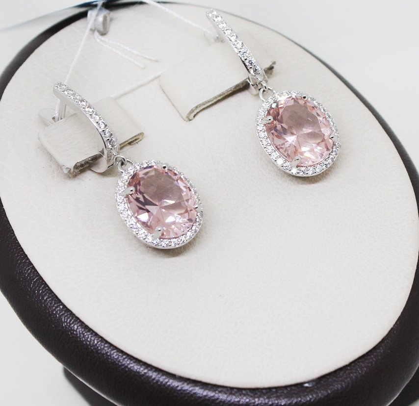 

Сережки серебряные с морганитом 7,65 г