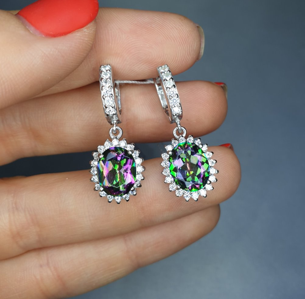 

Серьги серебряные с мистик топазом 2,46 г