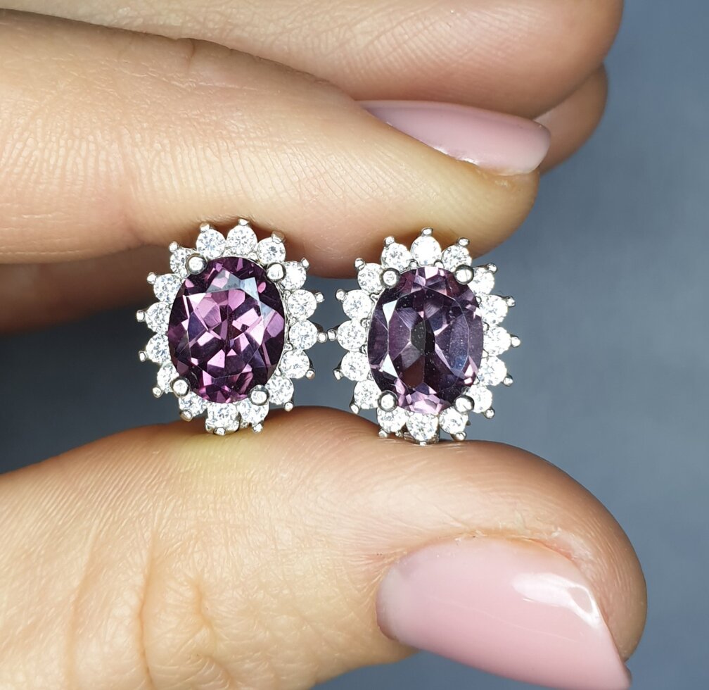 

Сережки серебряные с александритом 6,67 г