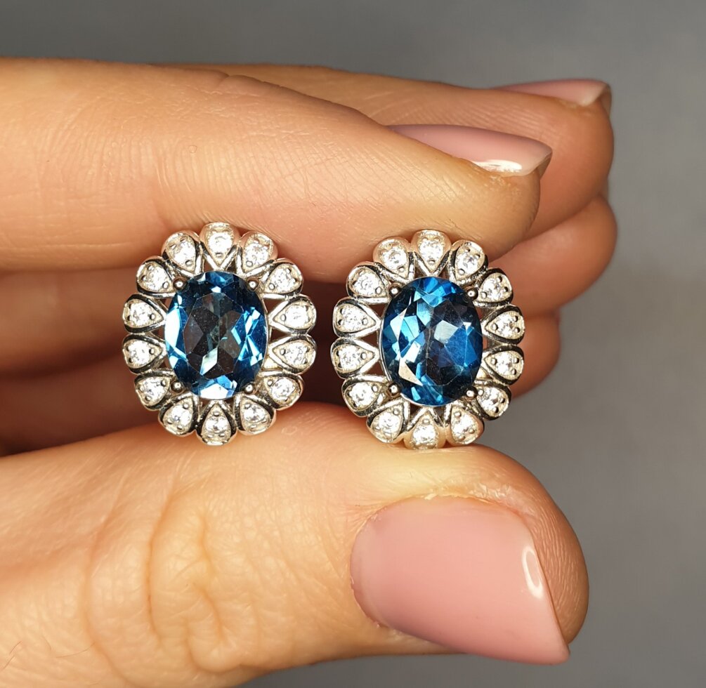 

Сережки серебряные с аквамарином 6,06 г