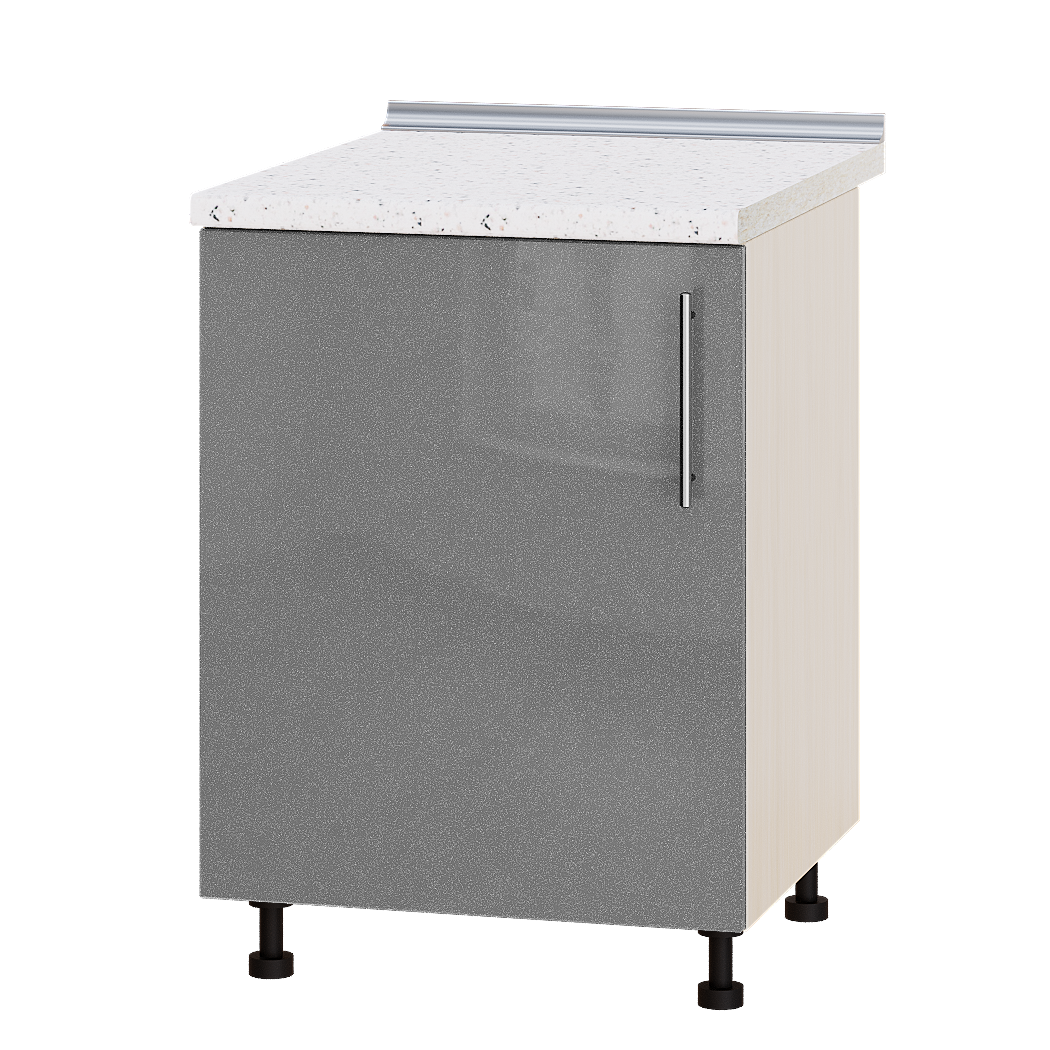 

Кухня Модерн Эверест модуль Низ Мойка Н79-600 Серебристый металлик Глянец - Дуб молочный 60х47х82см + столешница