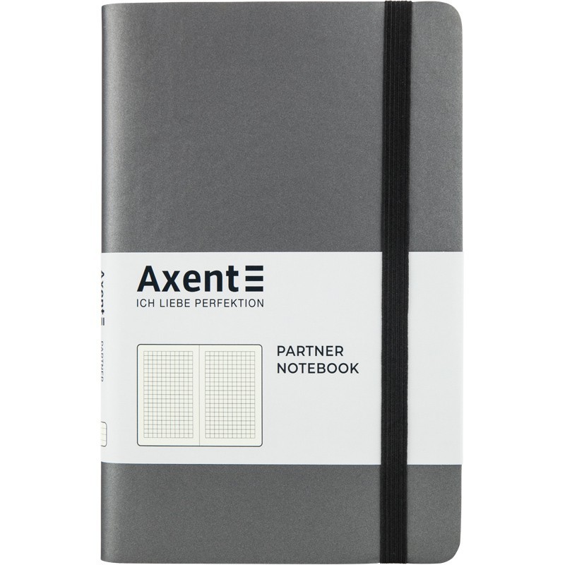

Книга записная PartnerSoft 125х195мм 96л в клетку мягкая обложка из термо PU Серая Axent