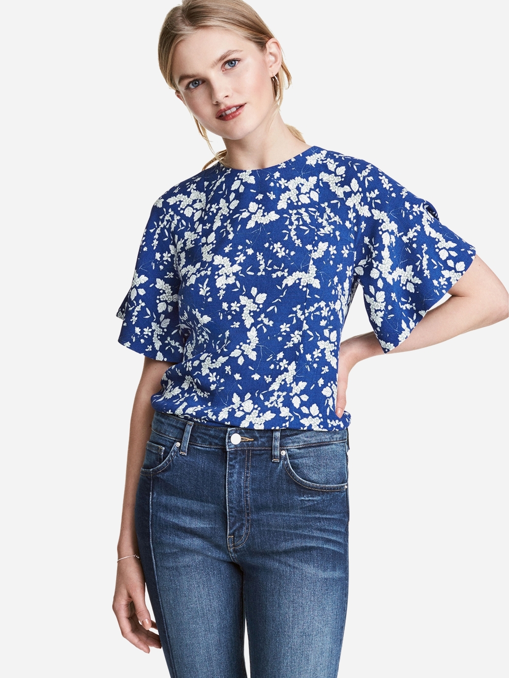 

Блузка H&M 0500368_01  Синяя, Блузка H&M 0500368_01 34 Синяя