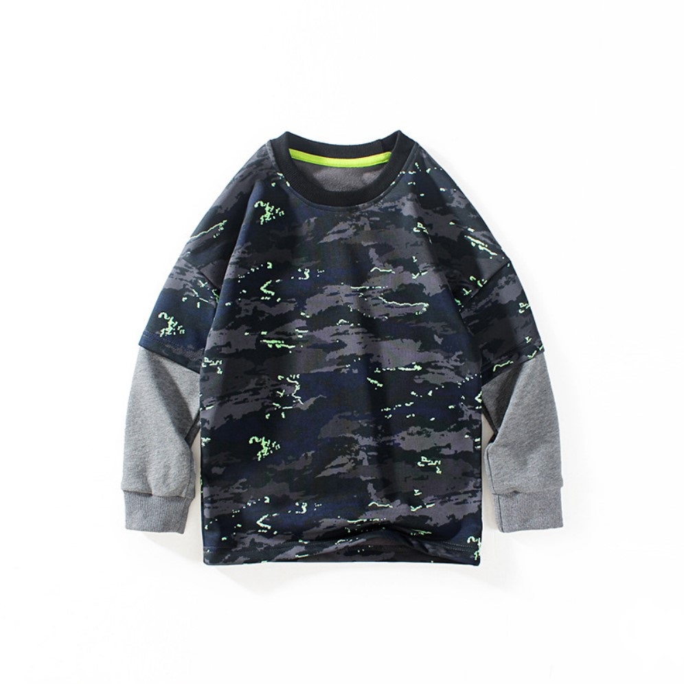 

Лонгслив для мальчика с принтом камуфляж серый Green camouflage AKL (160) Серый (59588)