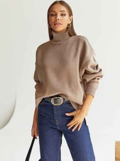 

Женский свитер с удлиненной спинкой 24265 бежевый, Женский свитер с удлиненной спинкой 24265 бежевый 42-48