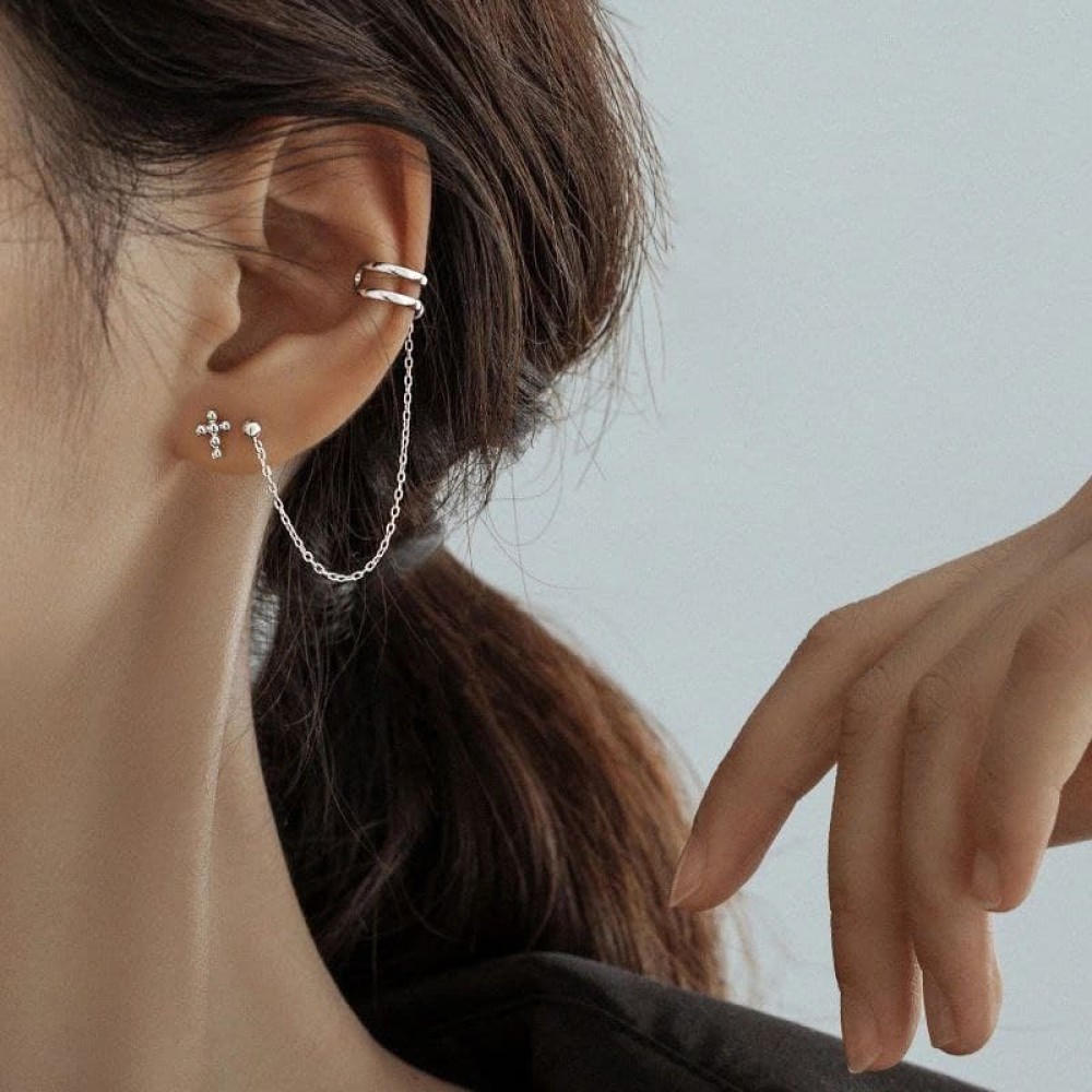 

Серьги каффы с крестиком серебряные MK1122