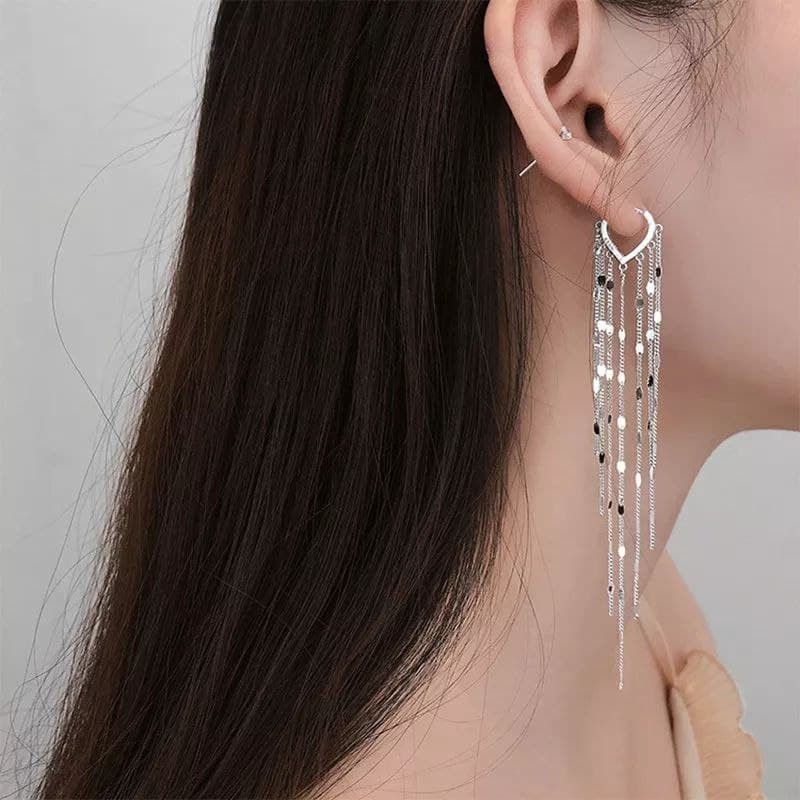 

Серьги с длинными цепочками серебряные MK1133