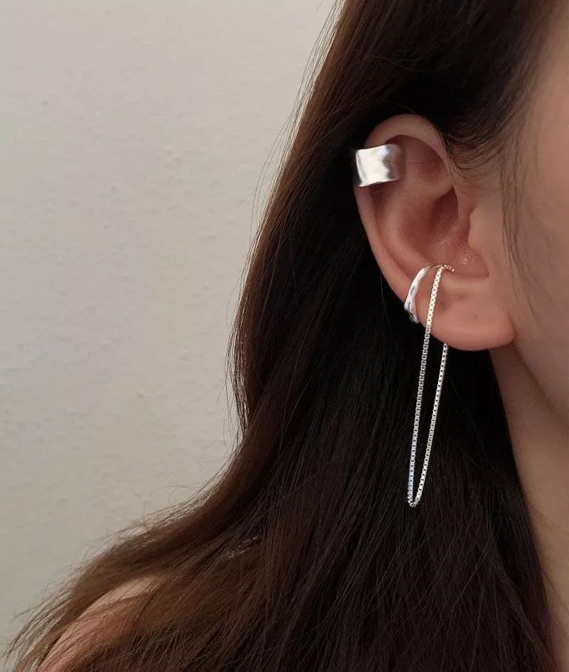 

Серьги каффы без прокола 2 шт серебряные MK1132