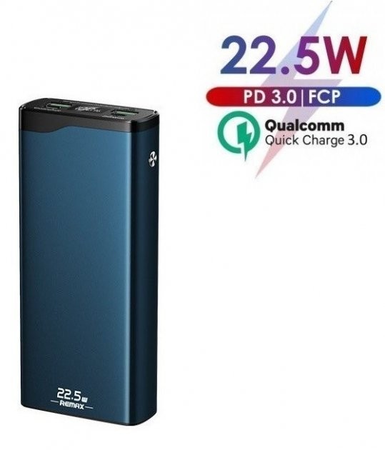 

Павербанк Remax King Kong 22.5W 30000mAh |2xUSB/1xType-C, PD/QC| Blue