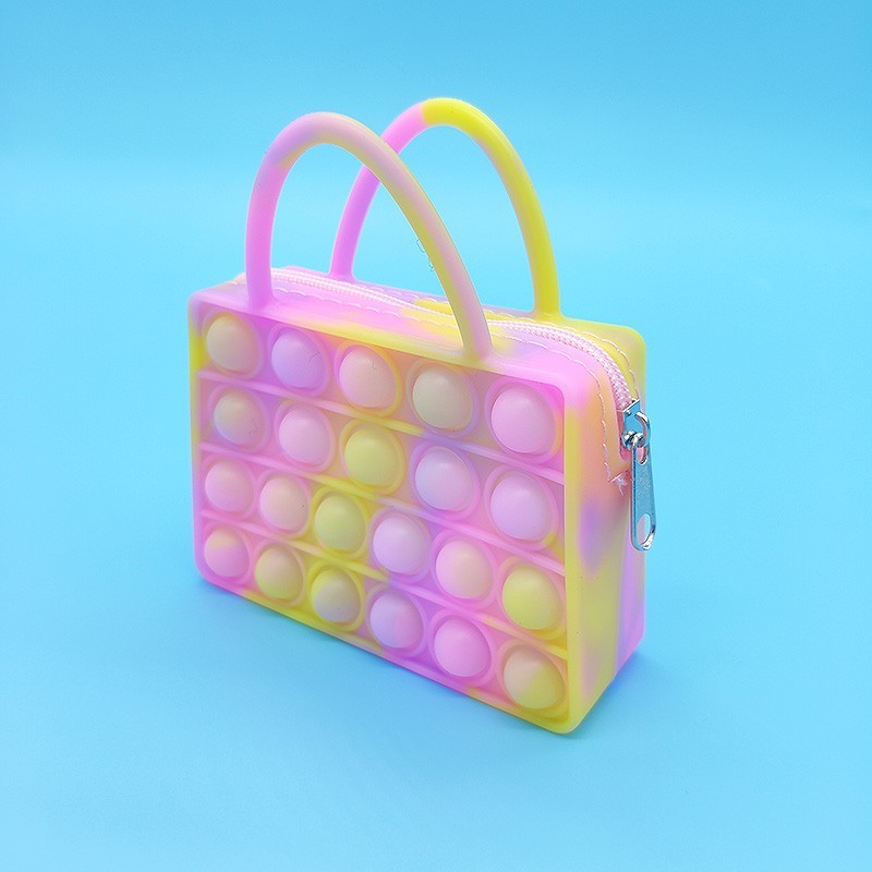 

Игрушка антистресс пупырка Pop It сумочка на молнии розовая