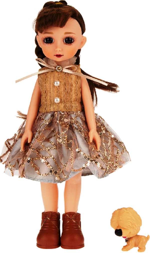 

Кукла Mulisha шарнирная 30 см c собачкой в блестящем платье